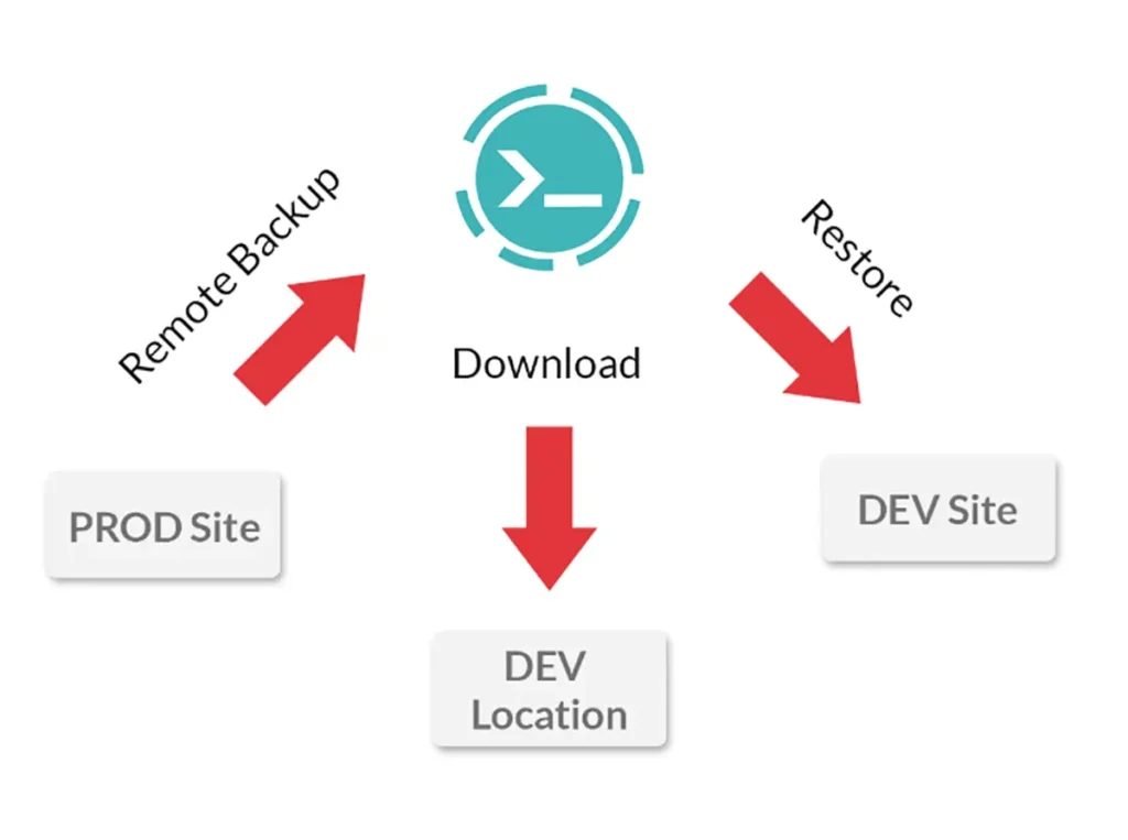 Image of Akeeba Unite Backup download restore flow.